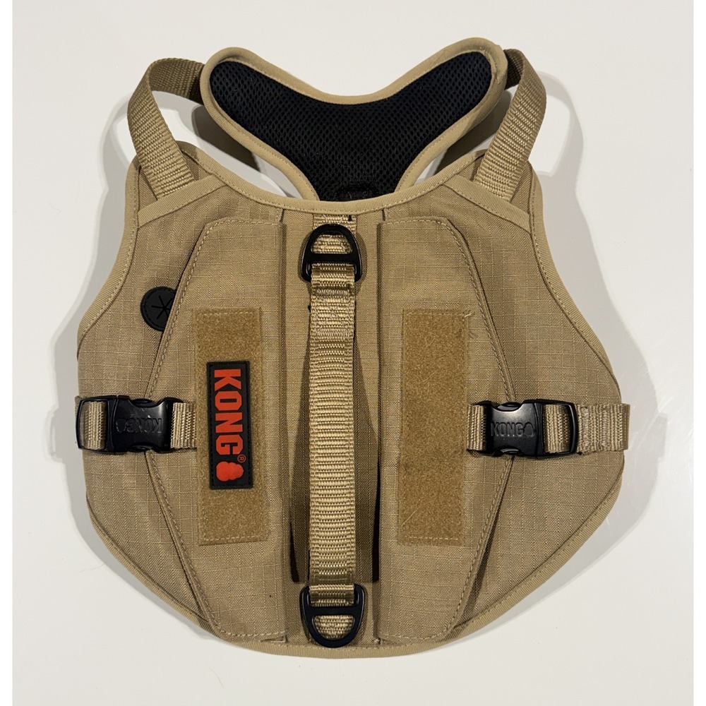 KONG Tactical Dog Harness Tan Heavy Duty Ripstop Vest with Handle- Medium no tag